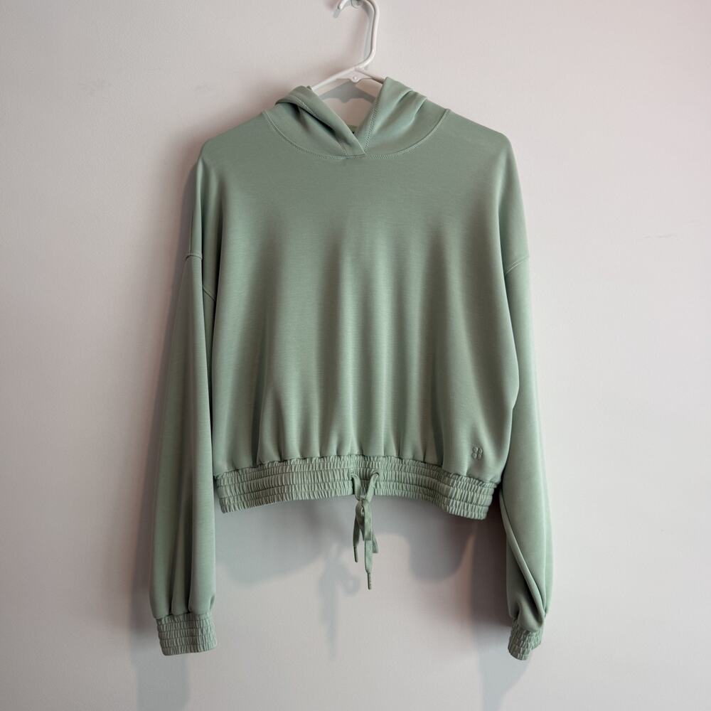 Sweaty Betty Women's Size Small Mint Green Cropped Hoodie Sweatshirt Drawstring